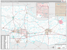 Longview-Marshall Metro Area Wall Map Premium Style 2025